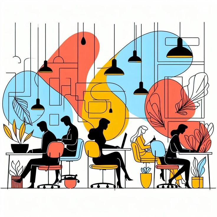 workspace illustration office space doodle